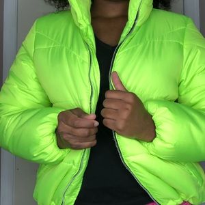 Lime green puffer jacket